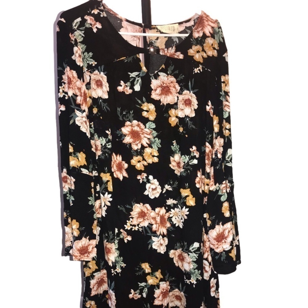 Just Found Black Floral 3/4 Open Bell Sleeve Dress Made In The Usa Size 2x